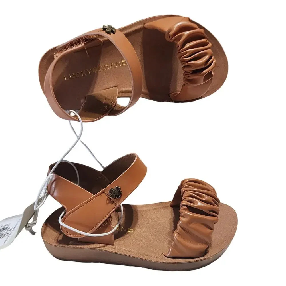 Lucky Brand Kids Grace YGS Strappy Sandals Cognac Brown Size 7 Youth NIB